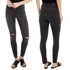 Madewell 9” Mid Rise Skinny Jeans Size 27 Faded Black Denim Distressed